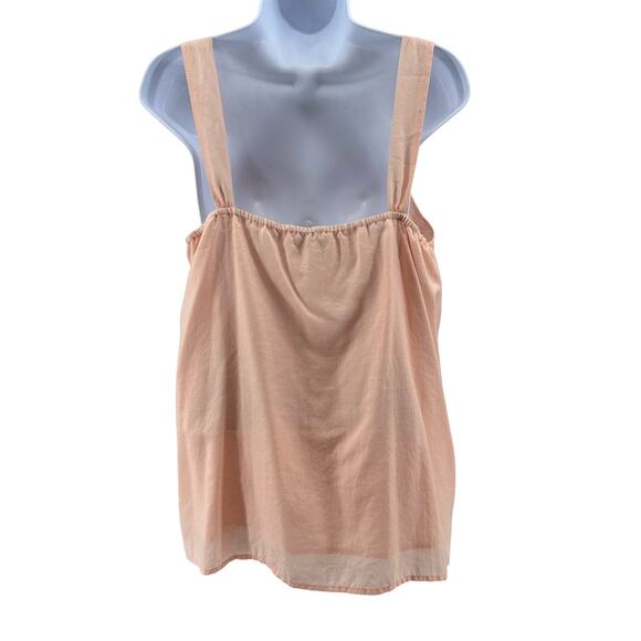 Ann Taylor Loft Peach Tank WMNS L Floral Tie Detail Scoop Lined Elastic Back Top - Picture 2 of 5